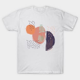 Abstract shapes dots and leaves digital design T-Shirt
